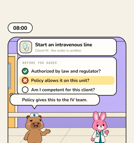 Policy says no, so the IV team is called