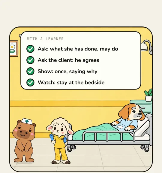 Ask, show, watch: stay at the bedside