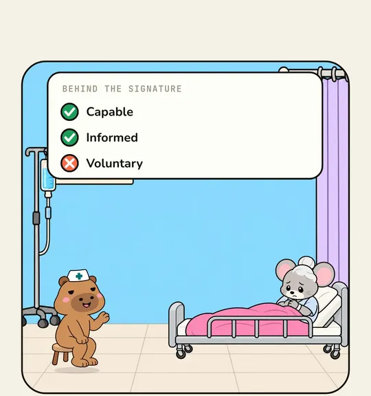 Capaz e informada, pero no voluntaria