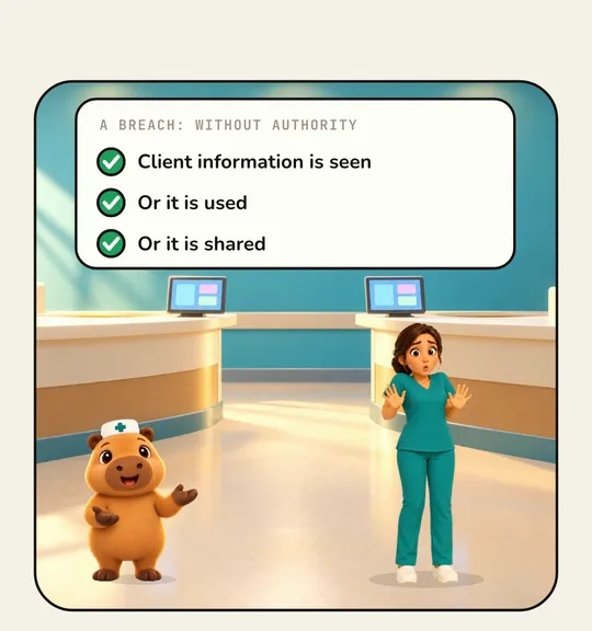 A breach: seen, used or shared without authority
