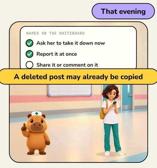 A selfie with client names: take it down, report it at once